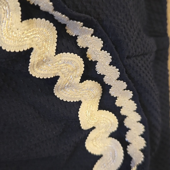 NWT J. Crew Navy White Rick Rack Trim Flounce Bikini Top - Picture 2 of 9